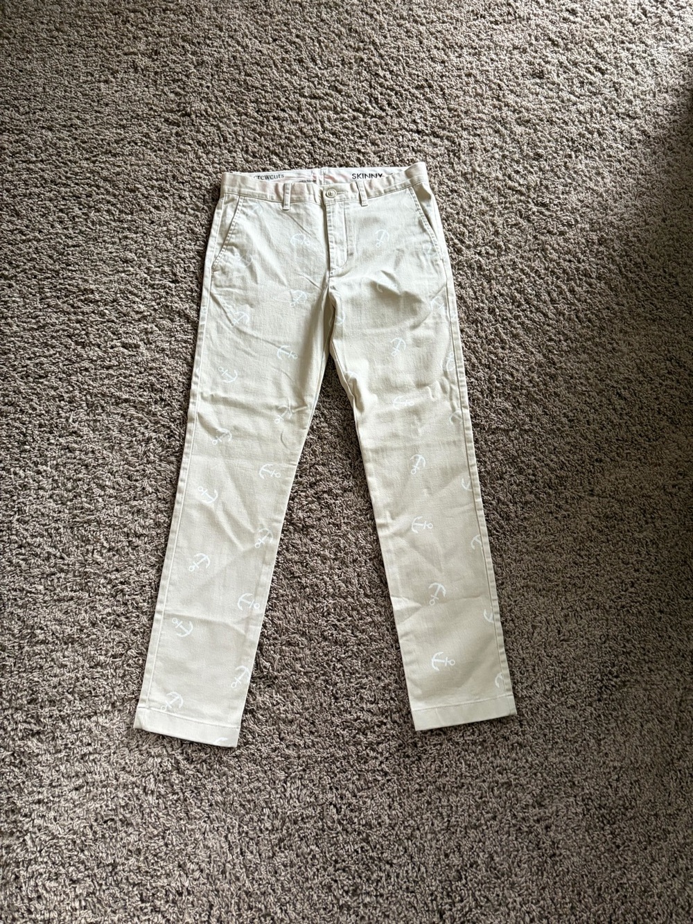 Crewcuts Tan Anchor-Print Chinos